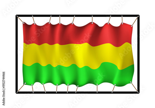 Flag of Bolivia. Realistig banner on ropes isolated on white background. Vector illustration