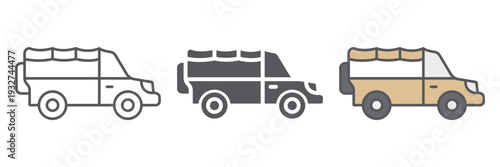 Off Road SUV line icon, transport and adventure, 4x4 vehicle outline vector icon, vector graphics, editable stroke outline sign.