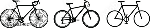 Road and Mountain Bicycle Silhouette Icon Set Black Bike Vector Collection Isolated on White Background for Cycling, Fitness and Urban Transport Design