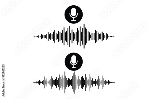 Microphone voice waveform audio signal icon