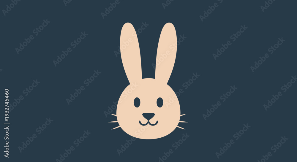 Obraz premium Simple Bunny Face Flat Minimal Vector Illustration