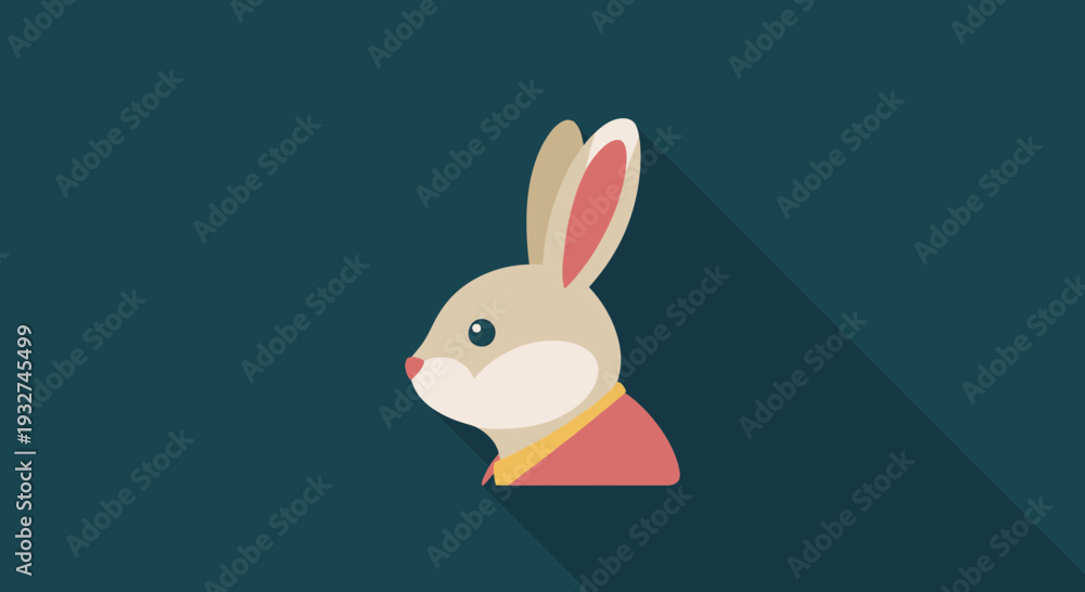 Obraz premium Bunny Profile Icon Flat Vector Minimal Illustration