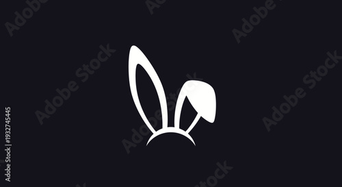 Simple Bunny Ears Silhouette Flat Vector Illustration