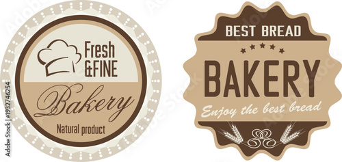 Two bakery logos with bread icons and labels