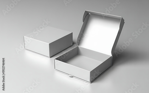 Wallpaper Mural White Folding Cardboard Mailer Box Mockup, Open and Closed Views for E-commerce Product Packaging and Branding Torontodigital.ca