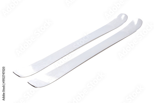 Pair of White Alpine Skis on a Transparent Background for Winter Sports Isolated Clipart Digital Design Asset High Resolution Png