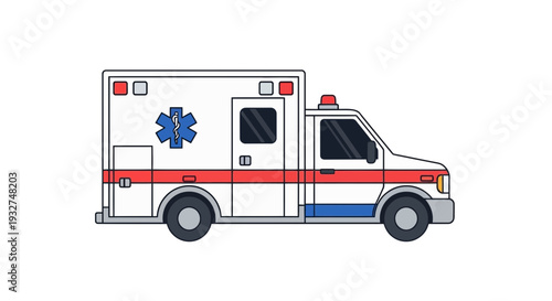 Ambulance vehicle flat vector illustration