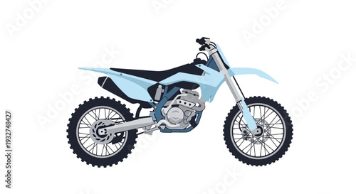 Light blue motocross dirt bike on white background