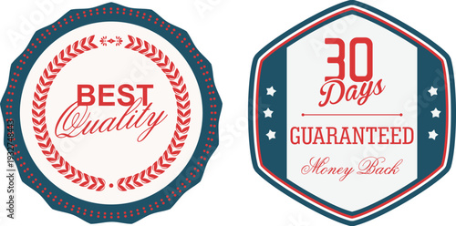 Two quality guarantee labels with best quality and 30 days guaranteed