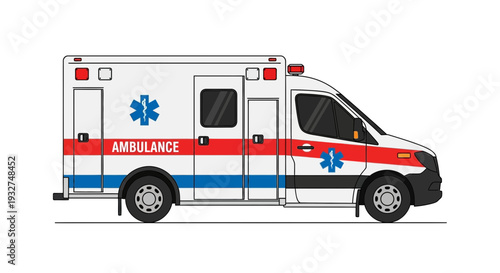 Modern ambulance vehicle illustration on white background