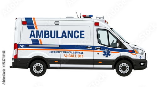 Modern Ambulance Emergency Medical Services Vehicle