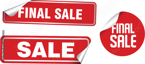 A set of final sale stickers on a white background