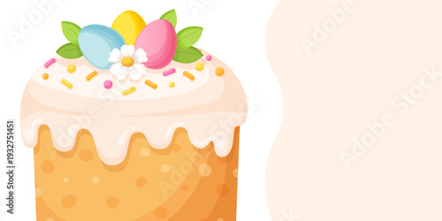 Vector cartoon image for Easter. Easter cake, eggs, etc. Element for your design.