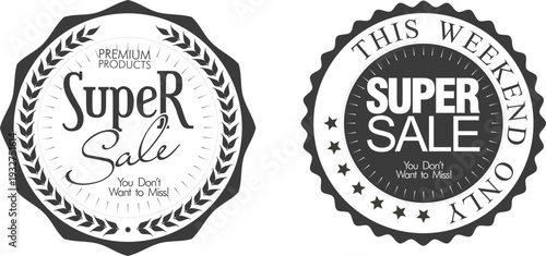 Super sale labels for a weekend promotion