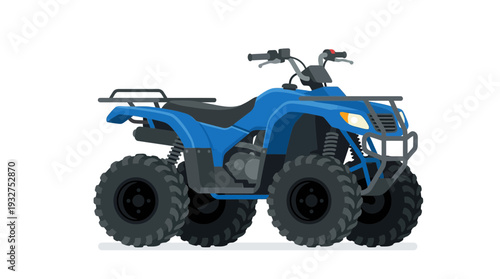 Blue ATV quad bike illustration on white background
