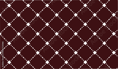 Elegant geometric pattern with white diamonds and dashed lines on dark maroon background vector graphic design creative backdrop