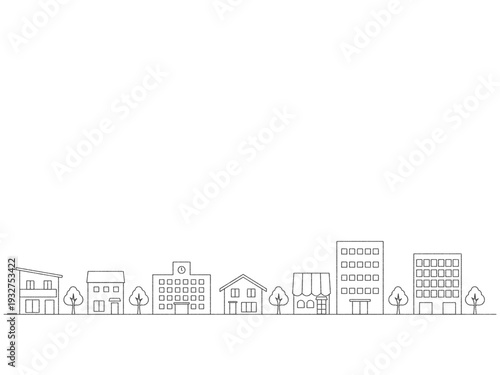 街並みのイラストの背景　手描き風線画