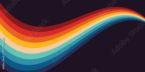 Abstract 1970's background design in futuristic retro style with colorful lines. Vector illustration.