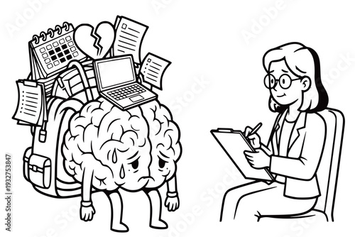 Illustration of a Person Shouting Behind a Blank Rectangular Board