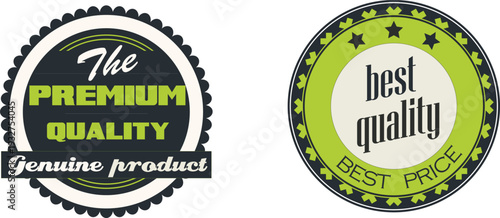 Two quality guarantee seals on white background