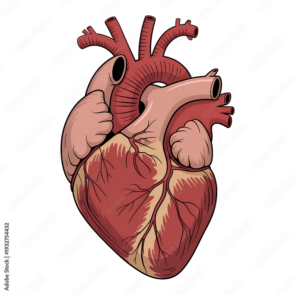Fototapeta premium Human heart anatomy medical cardiovascular organ isolated on a transparent background
