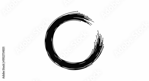 Serene brushstroke circle symbolizing balance and mindfulness in a minimalist design