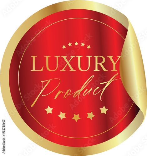 Luxury product logo with red and gold design