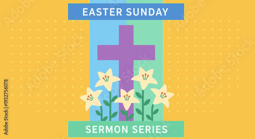 Easter Sunday Sermon Cover Template Vector Illustration