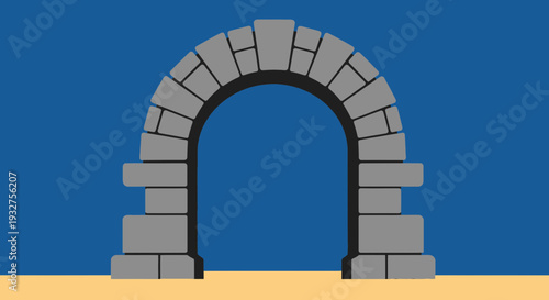Tomb Arch with Open Space Flat Vector Illustration