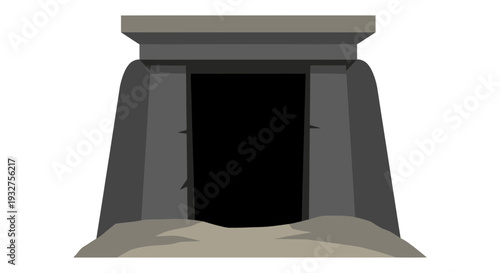Tomb Entrance Icon Flat Vector Illustration with Minimal Colors