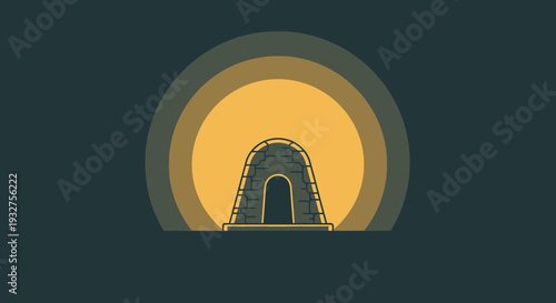 Tomb Light Circle Flat Vector Illustration Minimalist Design