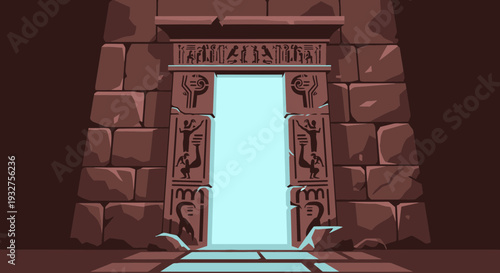 Bright Tomb Doorway Flat Vector Illustration Minimal Style