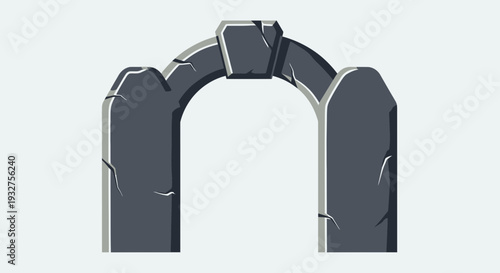 Tomb Stone Arch Flat Vector Illustration Minimal Easter Design
