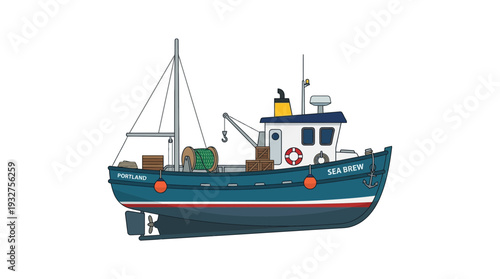 Cartoon Fishing Boat