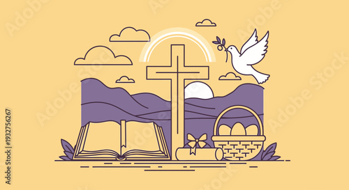 Flat Easter Christian Celebration Illustration
