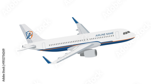 Commercial Airplane Flying Isolated