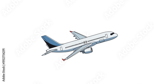 Commercial airplane taking off against white background