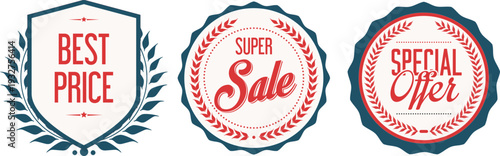 Three promotional labels for sales and discounts