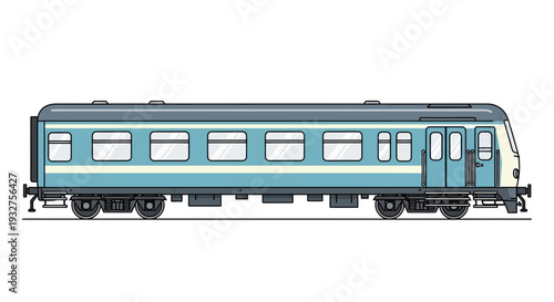 Modern blue and grey train carriage illustration