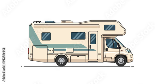 Modern RV Motorhome Campertruck on White Background