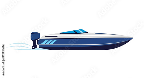 Modern Speedboat cruising on water