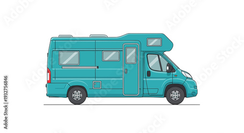 Turquoise Camper Van Illustration