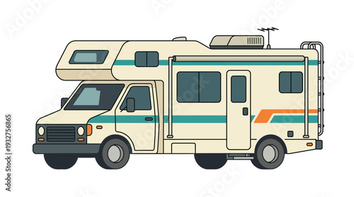 Vintage RV Camper Van Motorhome Illustration