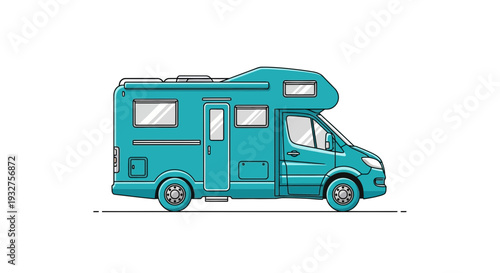 Turquoise Camper Van RV Illustration
