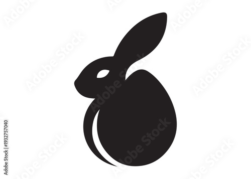 easter bunny egg logo silhouette vector, easter eggs silhouette vector illustration, easter bunny silhouette  egg logo, animals easter bunny with egg logo silhouette design on white background