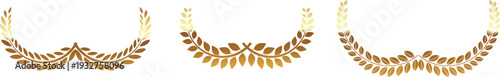 Three gold leaf-shaped jewelry pieces on a white background