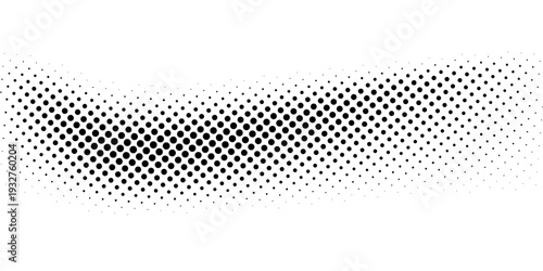 Halftone rhythm black wave. Vector illustration. Halftone circle dots pattern.