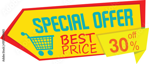 Special offer banner with shopping cart and discount