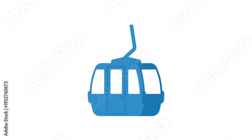 Blue cable car cabin icon on white background