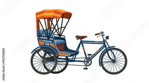 Colorful Rickshaw Isolated White Background